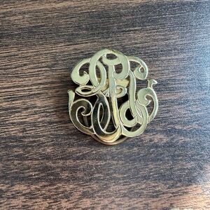 Vintage Gold Monogram Scarf Clip